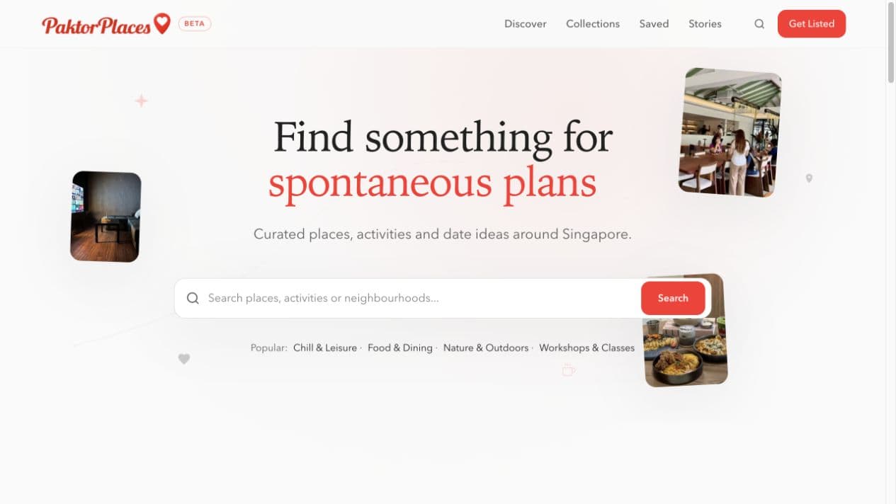 PaktorPlaces, Ankvale’s own discovery platform, showing its homepage and search.